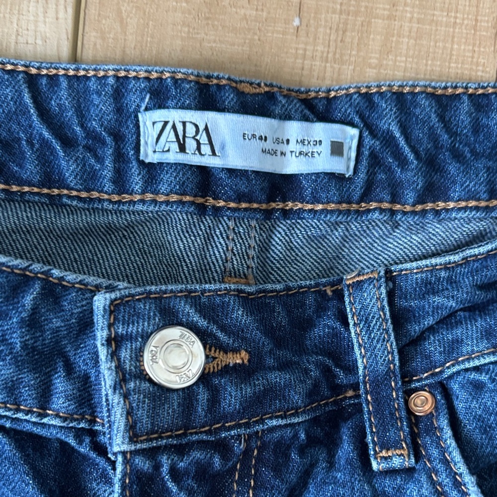 Zara Dark Blue High Waist Wide Leg Women's Jeans - Picture 2 of 3